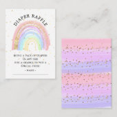 Modern Gold Pink Rainbow Diaper Raffel Ticket Begleitkarte (Vorne/Hinten)
