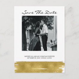 Modern Gold Pinselstrich Save the Date Postkarte