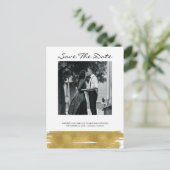 Modern Gold Pinselstrich Save the Date Postkarte (Stehend Vorderseite)