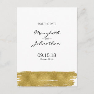 Modern Gold Pinselstrich Save the Date Postkarte