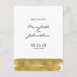 Modern Gold Pinselstrich Save the Date Postkarte