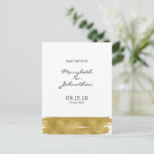 Modern Gold Pinselstrich Save the Date Postkarte (Stehend Vorderseite)
