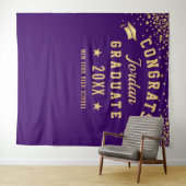 Modern Gold Purple Graduation Photo Booth Backdrop Wandteppich (Beispiel (Horizontal))