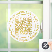Modern Gold QR Code Business Name Slogan Runde Fensteraufkleber (Zuhause)