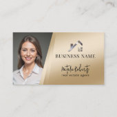 Modern Gold Real Estate Custom Logo Realtor Photo Visitenkarte (Vorderseite)