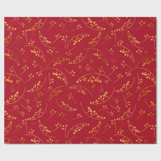 Modern Gold Red Beers Illustration Muster Geschenkpapier (Flach)