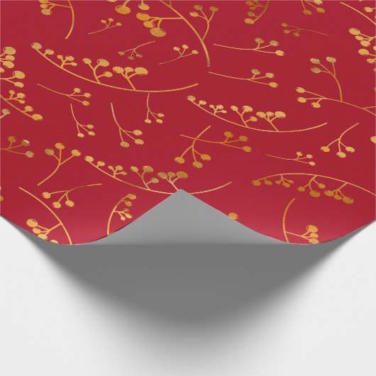 Modern Gold Red Beers Illustration Muster Geschenkpapier (Ecke)
