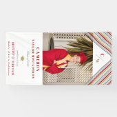 Modern Gold Red Diagonal Stripes Foto Abschluss Banner (Horizontal)