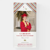 Modern Gold Red Diagonal Stripes Foto Abschluss Banner (Vertikal)