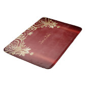 Modern Gold Red Floral Bath Mat Badematte (Schrägansicht)