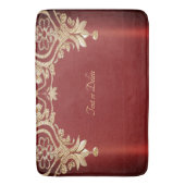 Modern Gold Red Floral Bath Mat Badematte (Vorderseite Vertikal)