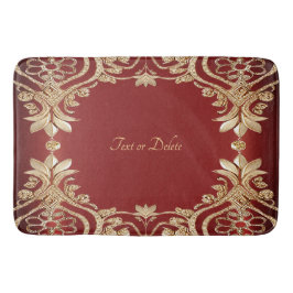 Modern Gold Red Floral Bath Mat Badematte