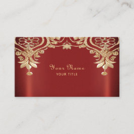Modern Gold Red Floral Business Card Visitenkarte