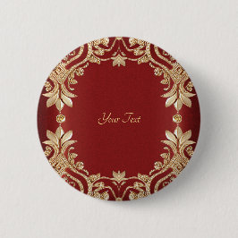 Modern Gold Red Floral Button