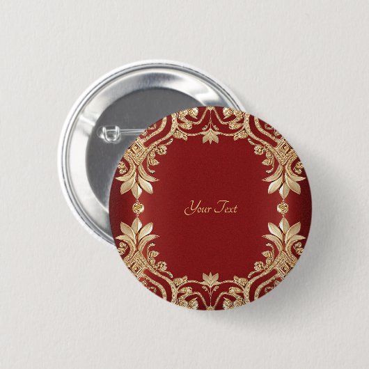 Modern Gold Red Floral Button (Vorne & Hinten)