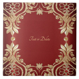 Modern Gold Red Floral Ceramic Tile Fliese