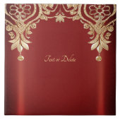 Modern Gold Red Floral Ceramic Tile Fliese (Vorderseite)