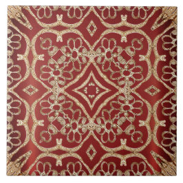 Modern Gold Red Floral Ceramic Tile Fliese