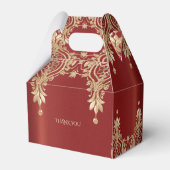 Modern Gold Red Floral Favor Box Geschenkschachtel (Rückseite)