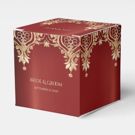 Modern Gold Red Floral Fevor Box Geschenkschachtel (Vorderseite)