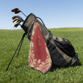 Modern Gold Red Floral Golf Towel Golfhandtuch (Gras)