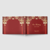 Modern Gold Red Floral Guest Book Gästebuch (Voll)