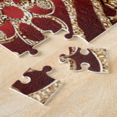 Modern Gold Red Floral Jigsaw Puzzle (Seite)