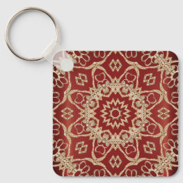 Modern Gold Red Floral Keychain Schlüsselanhänger