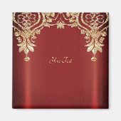 Modern Gold Red Floral Magnet (Vorne)