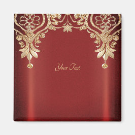 Modern Gold Red Floral Magnet