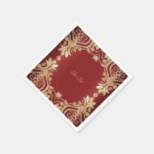 Modern Gold Red Floral Napkins Serviette (Ecke)
