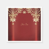 Modern Gold Red Floral Napkins Serviette (Vorderseite)
