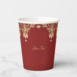Modern Gold Red Floral Paper Cup Pappbecher