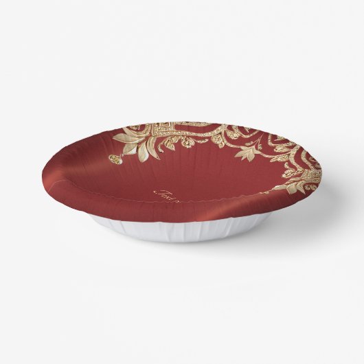 Modern Gold Red Floral Pappteller (Gewinkelt)