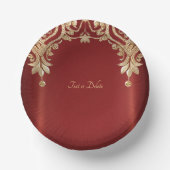 Modern Gold Red Floral Pappteller (Vorderseite)