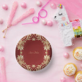 Modern Gold Red Floral Pappteller (Party)