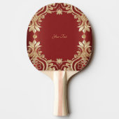 Modern Gold Red Floral Ping Pong Paddle Tischtennis Schläger (Rückseite)