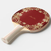 Modern Gold Red Floral Ping Pong Paddle Tischtennis Schläger (Vorderseite)