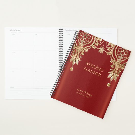 Modern Gold Red Floral Planner Planer (Anzeige)