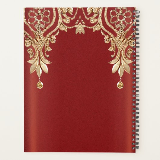Modern Gold Red Floral Planner Planer (Rückseite)