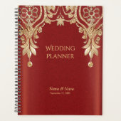 Modern Gold Red Floral Planner Planer (Vorderseite)