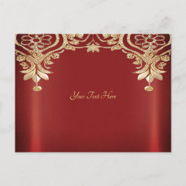 Modern Gold Red Floral Postcard Postkarte