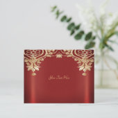 Modern Gold Red Floral Postcard Postkarte (Stehend Vorderseite)
