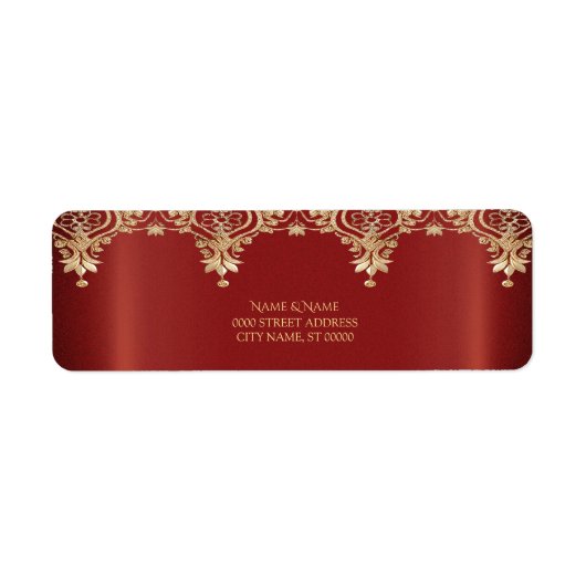 Modern Gold Red Floral Return Address Label (Vorne)