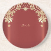 Modern Gold Red Floral Sandstone Coaster Getränkeuntersetzer (Vorne)