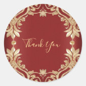 Modern Gold Red Floral Sticker (Vorderseite)