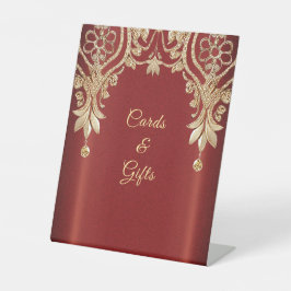 Modern Gold Red Floral Tabletop Signs Sockelschild