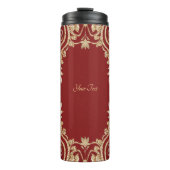 Modern Gold Red Floral Thermal Tumbler Thermosbecher (Vorderseite)