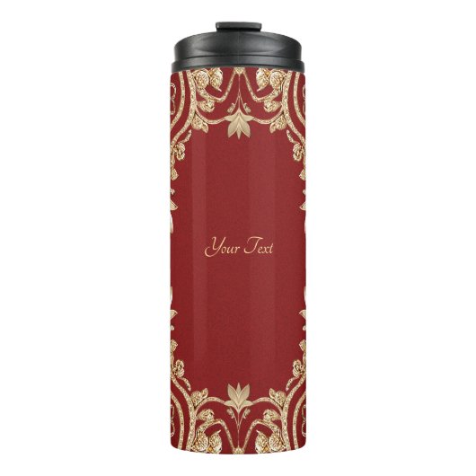 Modern Gold Red Floral Thermal Tumbler Thermosbecher (Vorderseite)