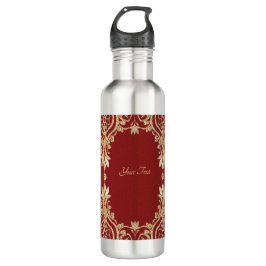 Modern Gold Red Floral Water Bottle Edelstahlflasche